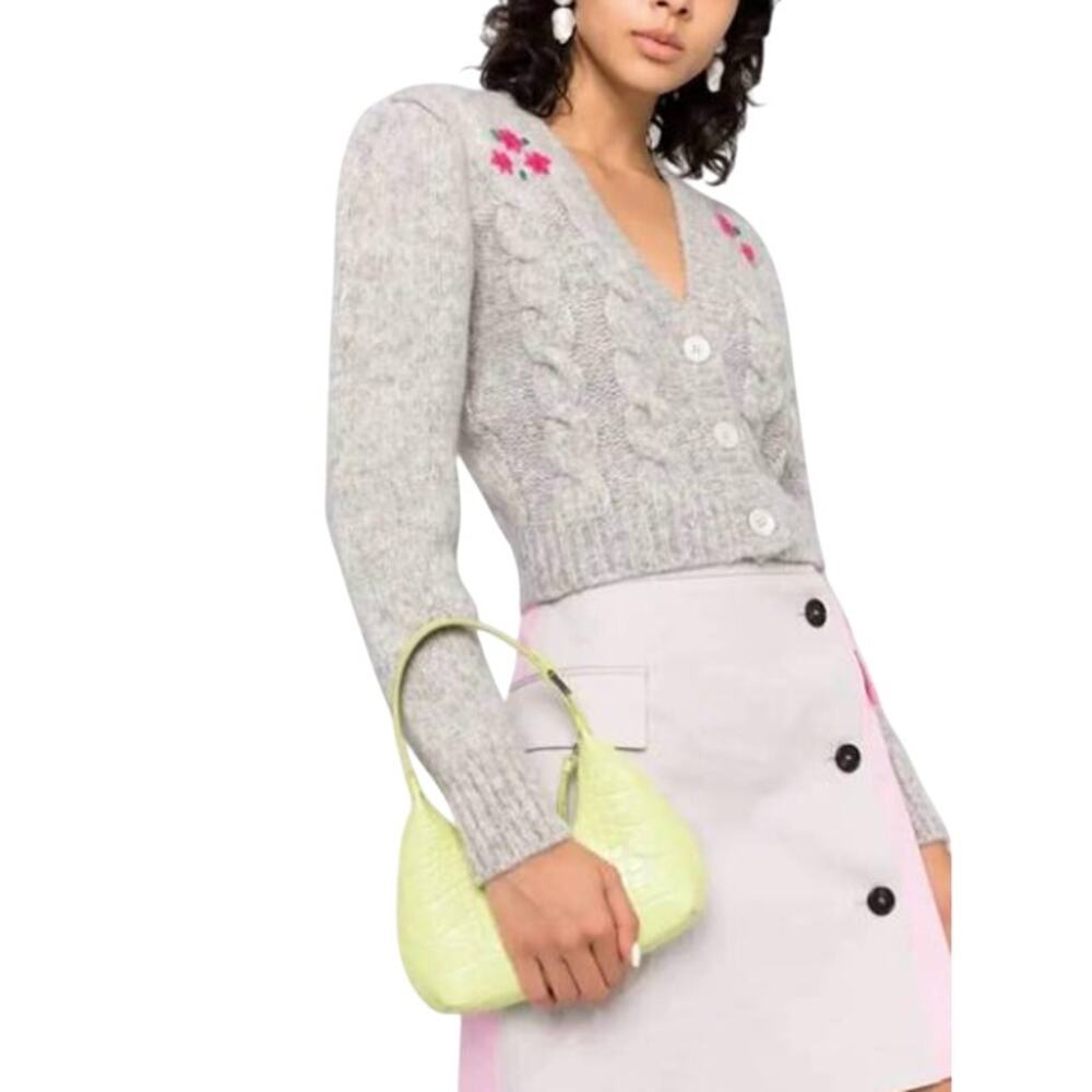 Alessandra Rich cardigan with flowers in light grey